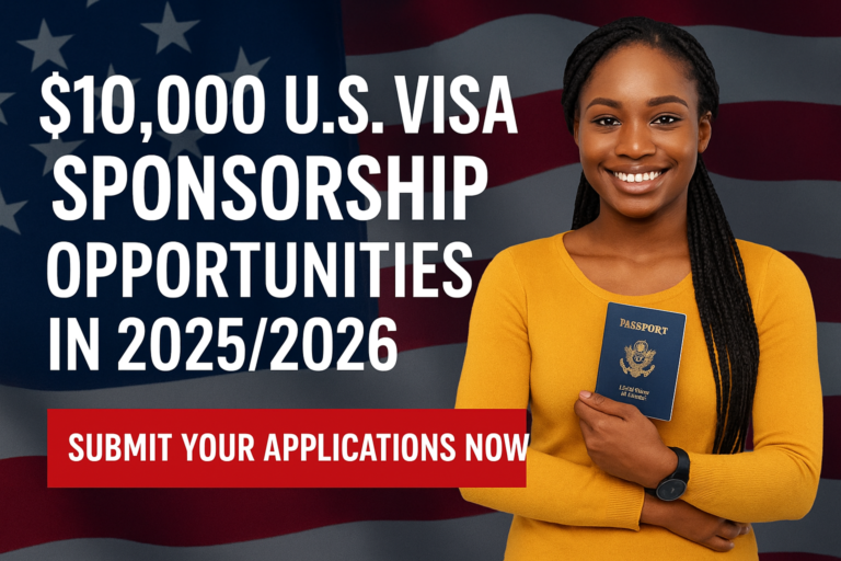 $10,000 U.S. Visa Sponsorship Opportunities In 2026/2027 (Submit Your Applications Now)